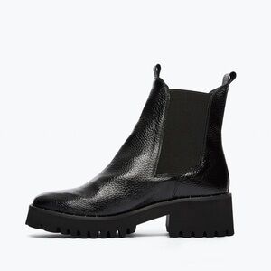 Freda Salvador 9 Brooke Black Croc Embossed Boots Shearling Water Resistant